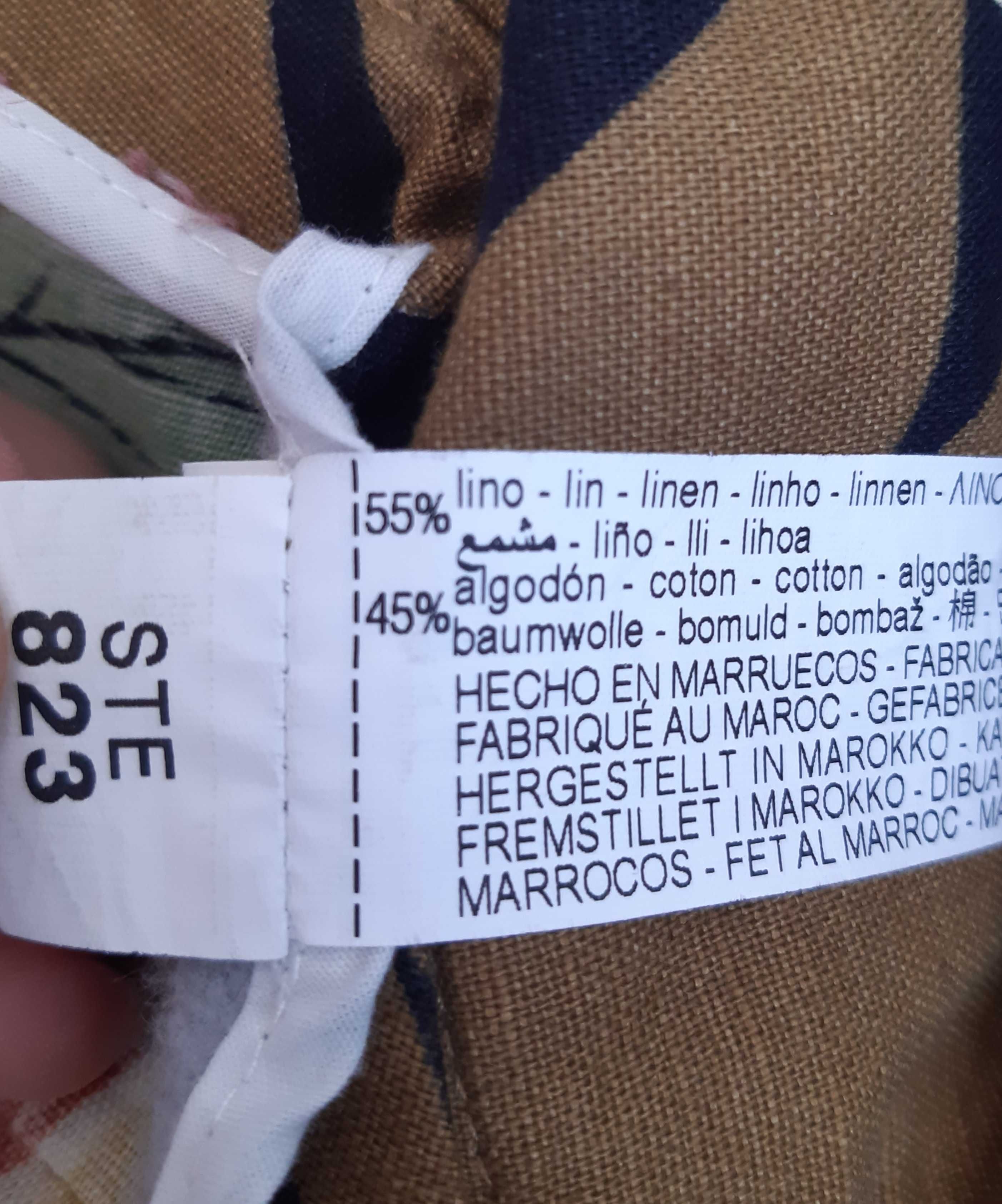 Натуральные шорты юбка из смесевого льна поясок в цветочный принт zara