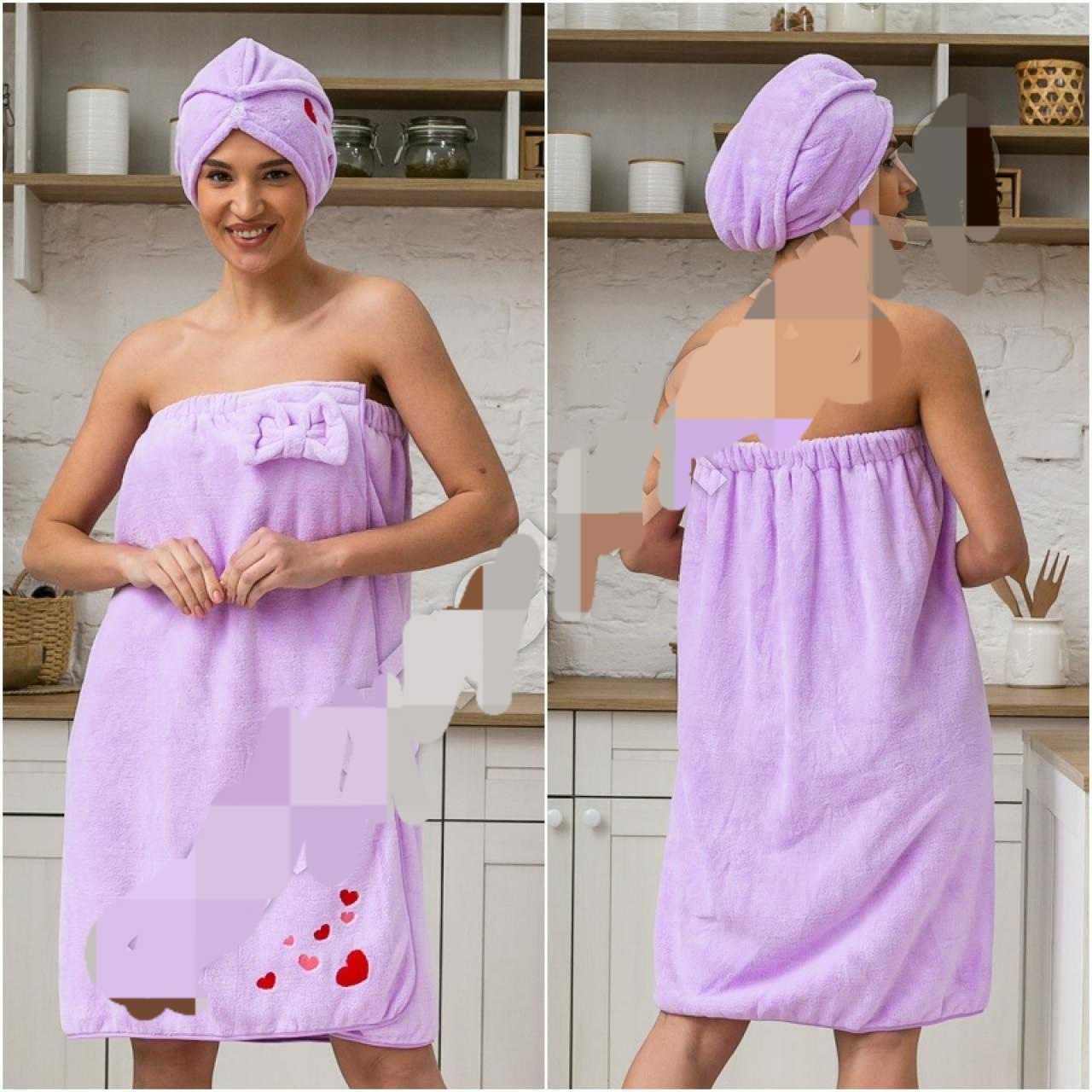 набір халат полотенце тюрбан рушник банний сауни