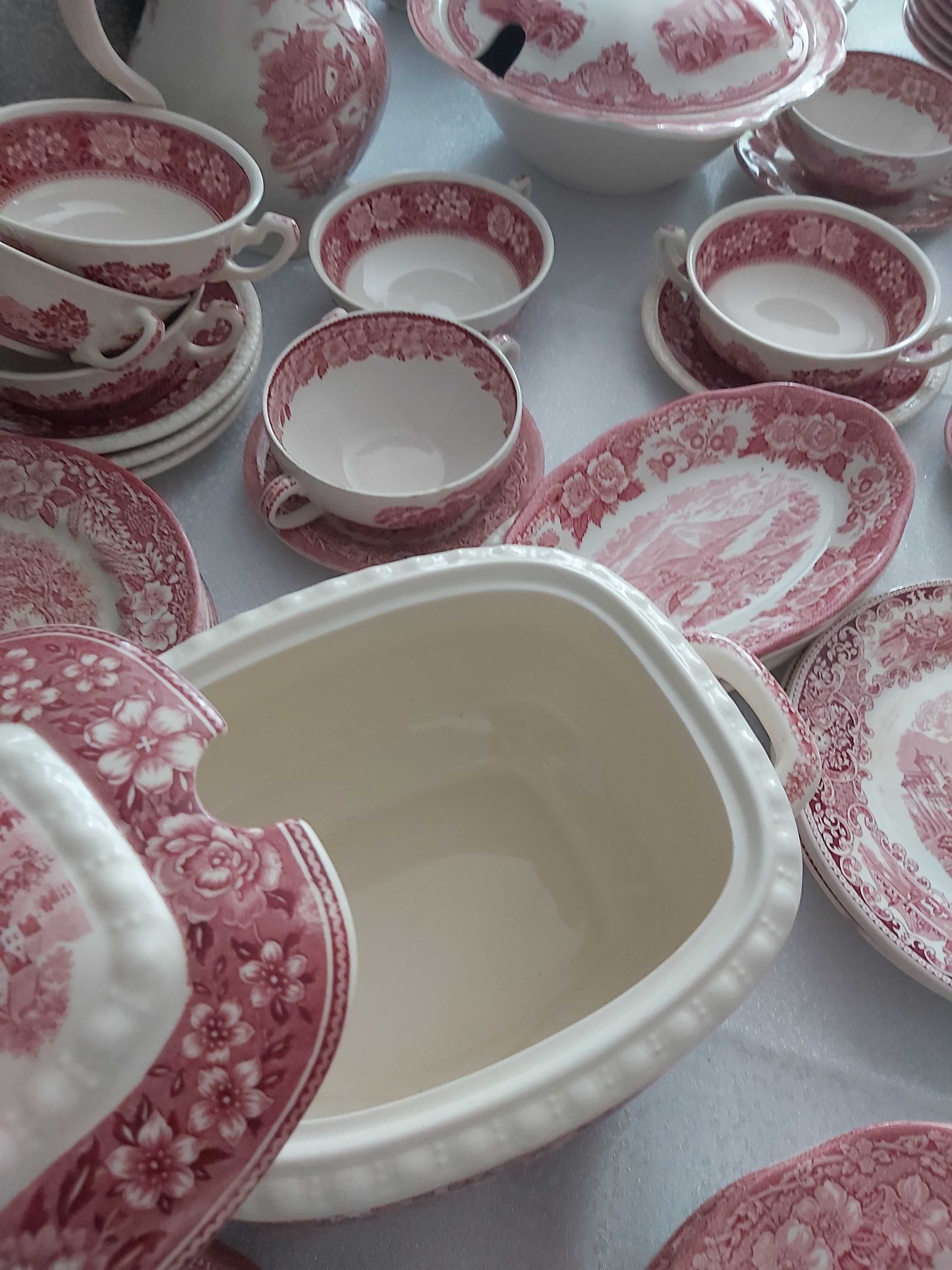 Zestaw obiadowy angielski różowy  Villeroy&Boch, Johnson Bros , Royal