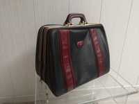 torba walizka PIERRE Cardin lekarska skóra skórzana vintage czarna