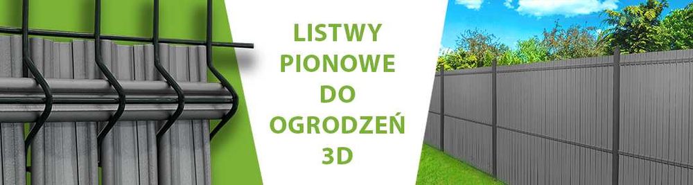 Listwy ogrodzeniowe pionowe szerokie 123x250 ciemnoszary