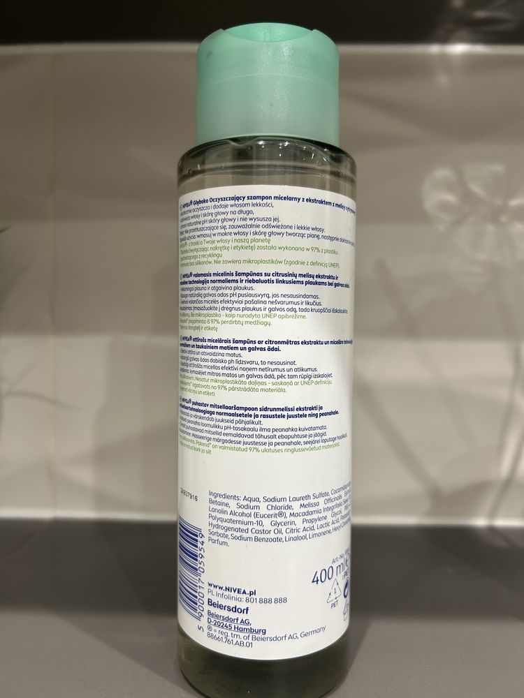 Nivea szampon micelarny głęboko oczyszczajacy  400 ml nowy