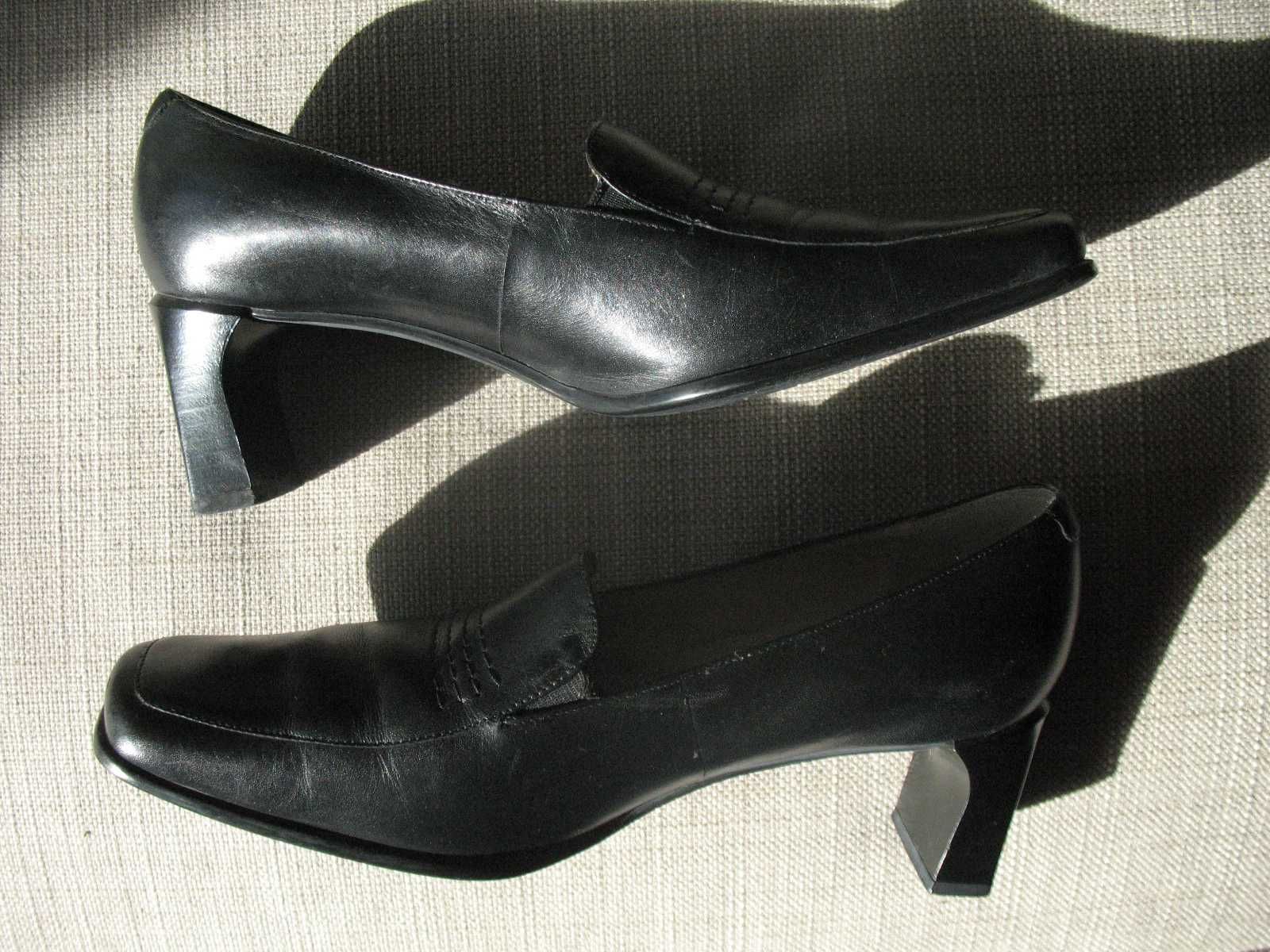 eleganckie damskie buty Ecco, półbuty czarne, skóra , rozm.38 stan bdb