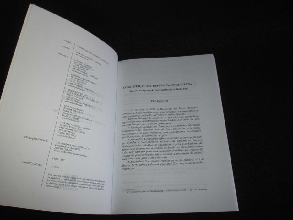 Livro Constituição da República Portuguesa 2002