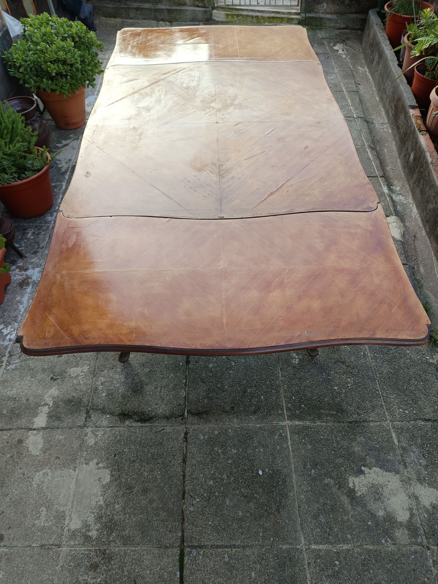 Mesa madeira Queen Anne para restauro