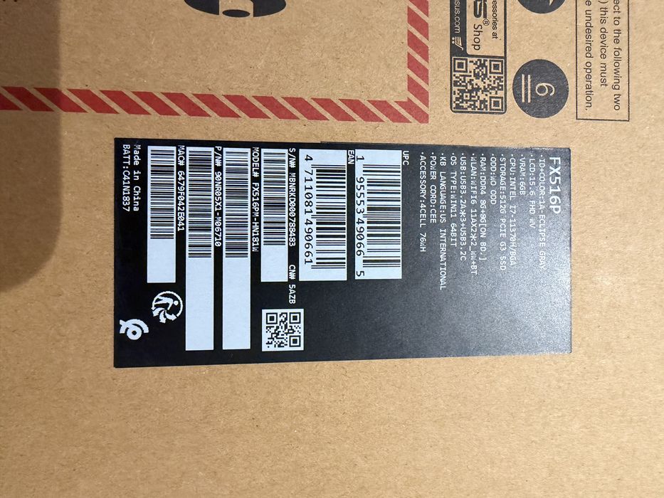 ASUS TUF F15 Dash FX516PM-HN181W /SSD M2 512gb /nvidia rtx 3060 6gb 2