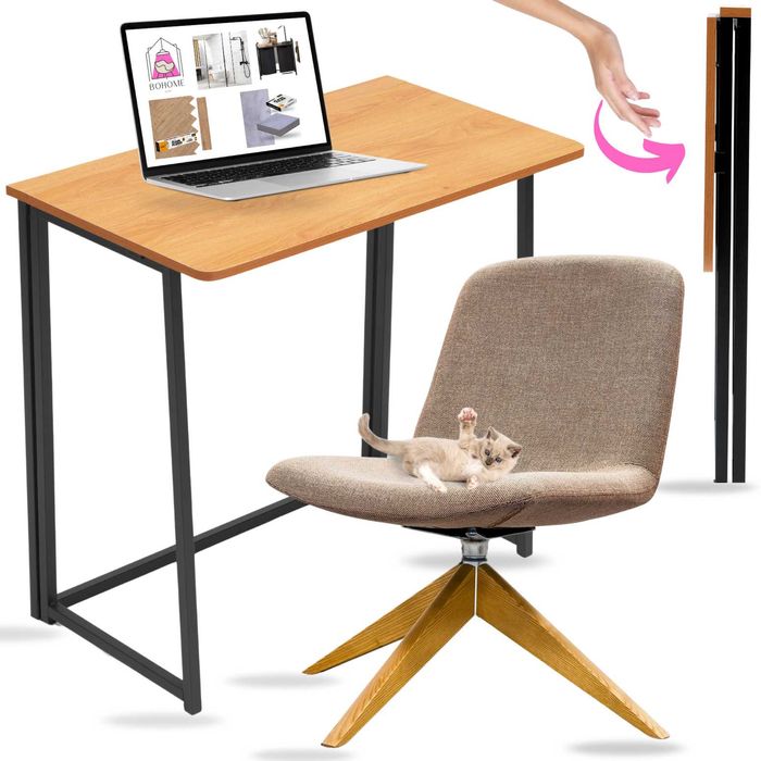 Składane Biurko LOFT Stolik Toaletka Czarne 80x45 x74 jak Drewno Komp