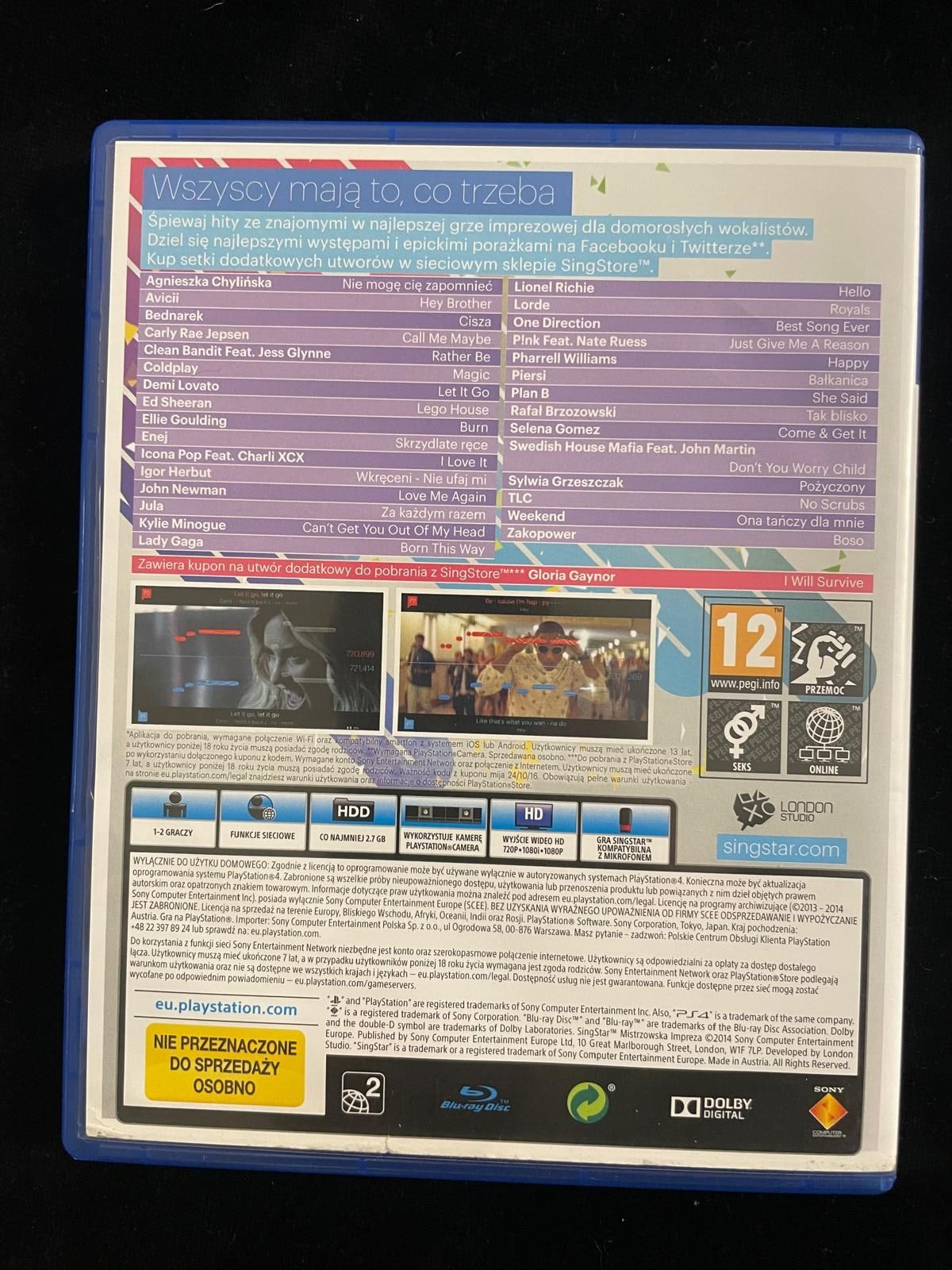 SingStar Mistrzowska Impreza PL na PS4 i PS5 po polsku 3xPL BDB stan