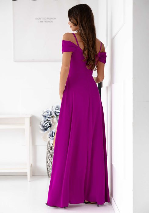 Długa wieczorowa sukienka magenta 48 50 nowa