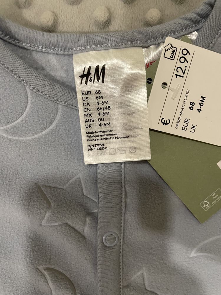 новий Флісовий Комбінезон H&M, розмір 68 на 4-6 місяців