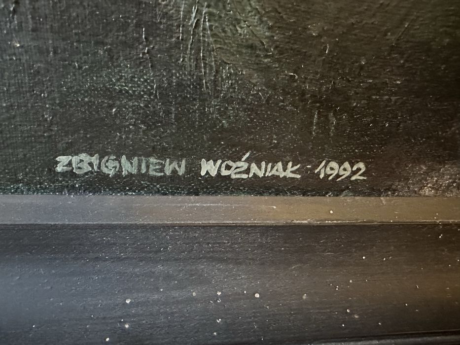 Obraz olejny płótno park wieczorny dzieło 81 x 66 cm