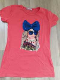 T-shirt  koralowy r 134