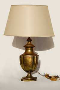 Klasyczna mosiężna lampa stołowa, klasycyzm, mosiądz, Szwajcaria antyk