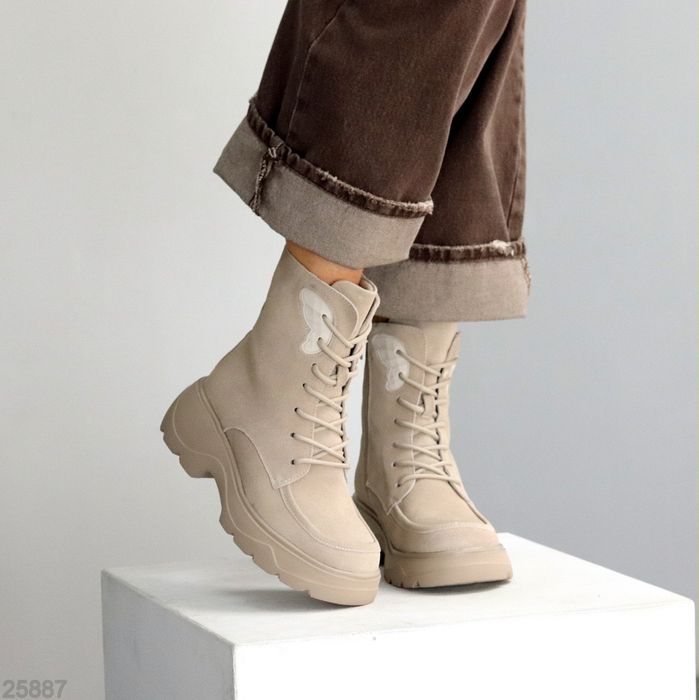 Жіночі черевики ботинки шкіра та замша зимові