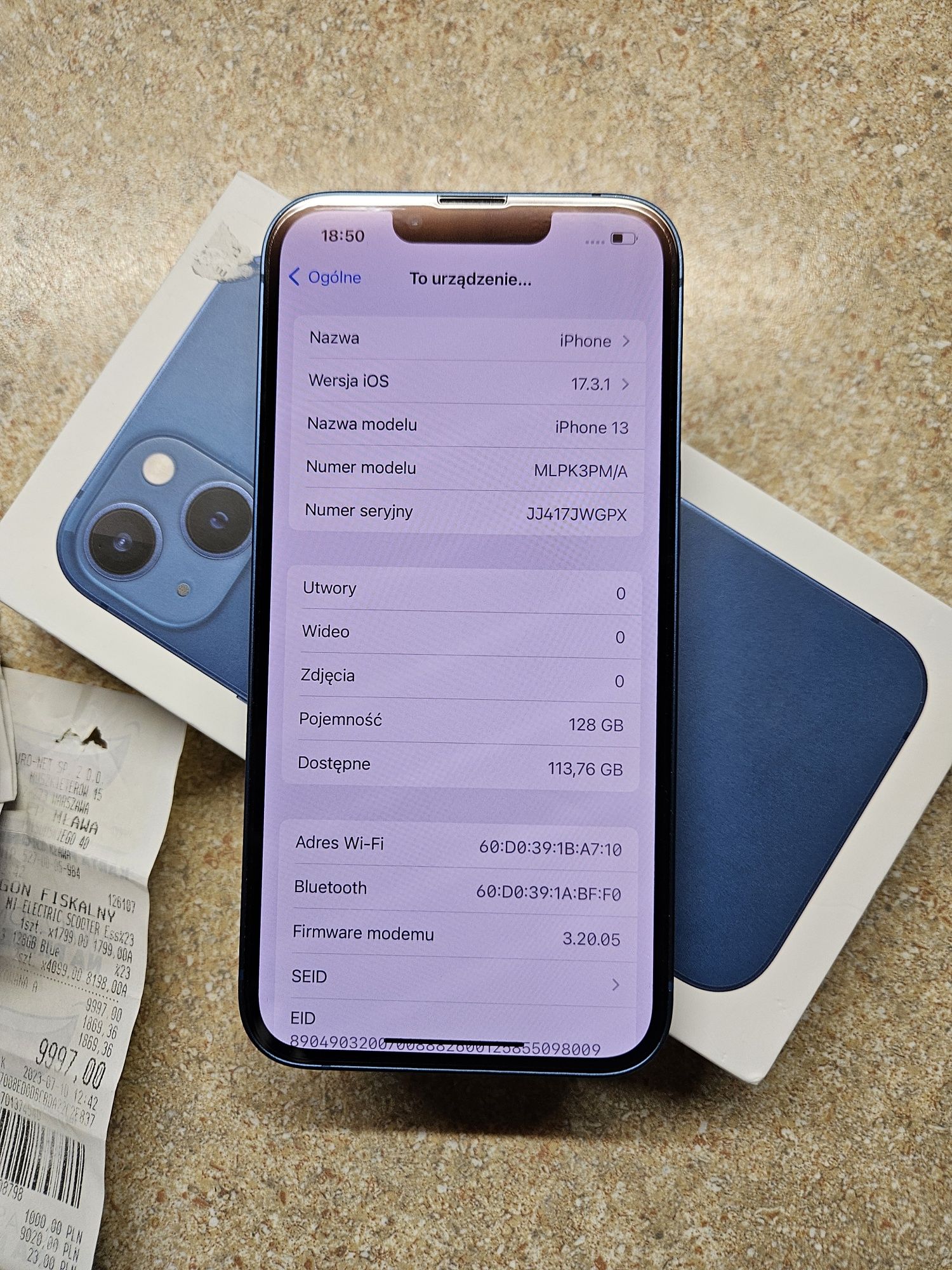 IPhone 13 128gb Blue gwarancja Apple + nowa folia na ekran