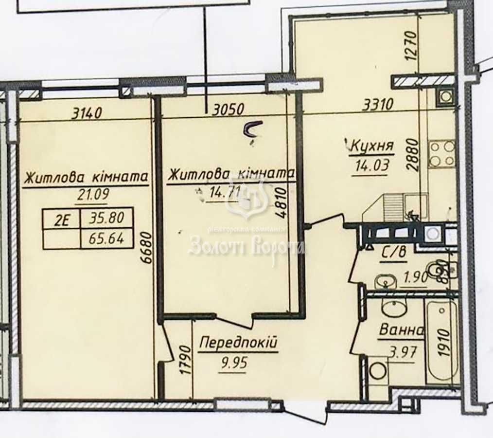 Квартира, 2к. Новобудова, с. Крюківщина. Стан — від будівельників.