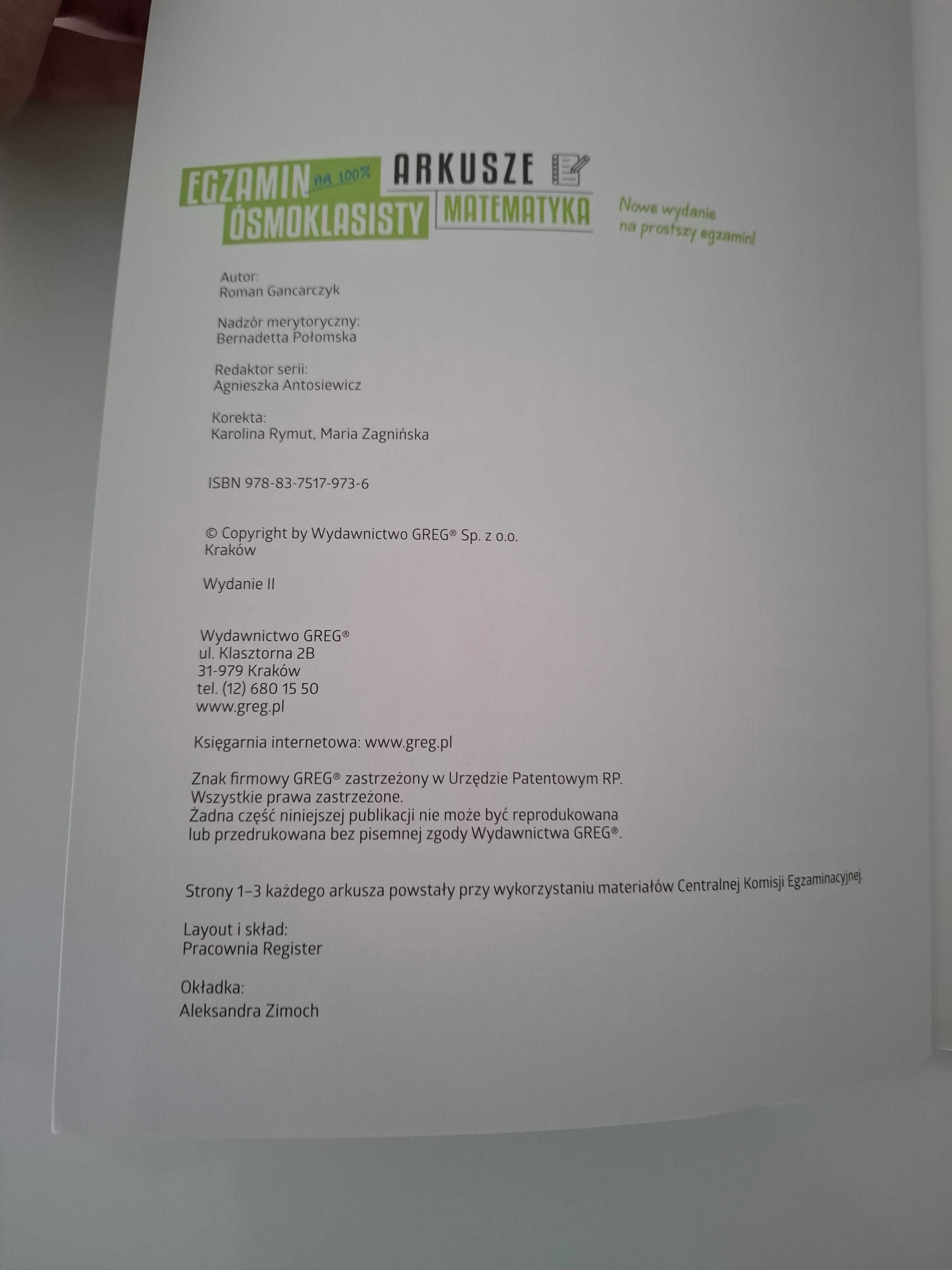 Egzamin ósmoklasisty Arkusze Matematyka Greg