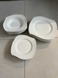 Zestaw białej porcelany obiadowej