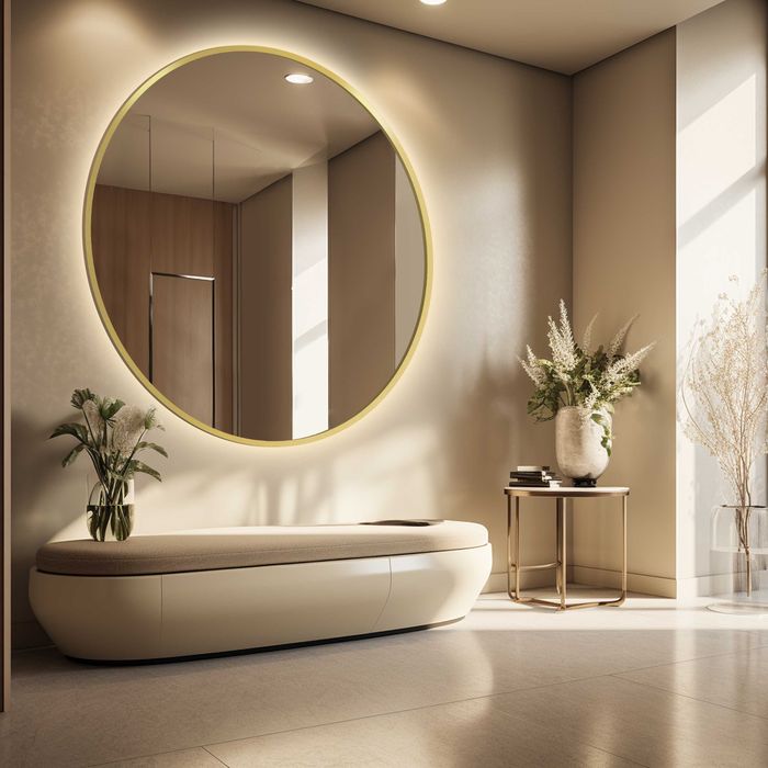 Lustro w ramie mdf slim OTYLIA LED FI 70 cm - ALFARAM