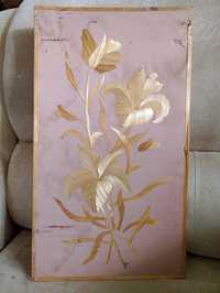 Картина из соломы на шёлковой ткани СССР