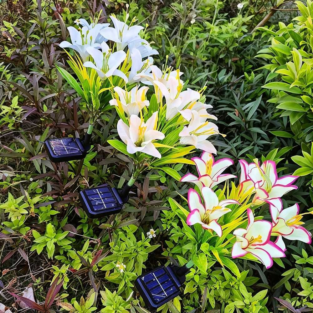 Декоративний LED-ліхтар лілія | для тераси | з живленням від сонця