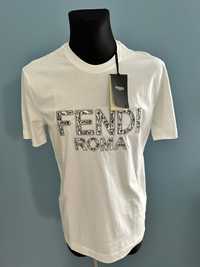 Koszulka męska Fendi biała rozmiar L Komplet metek premium
