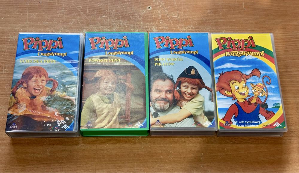 Kasety Wideo VHS bajki Pippi Langstrumpf - 4szt