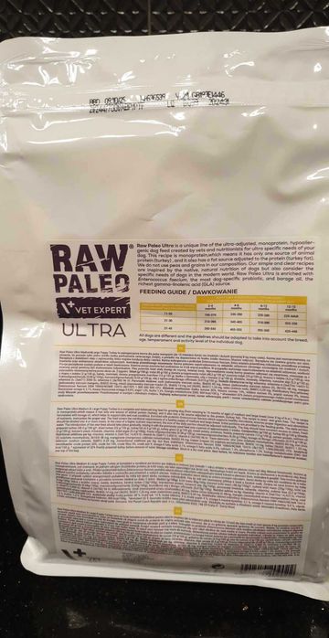 RAW PALEO ULTRA TURKEY PUPPY MEDIUM/LARGE dla średnich/dużych 5 x 750g