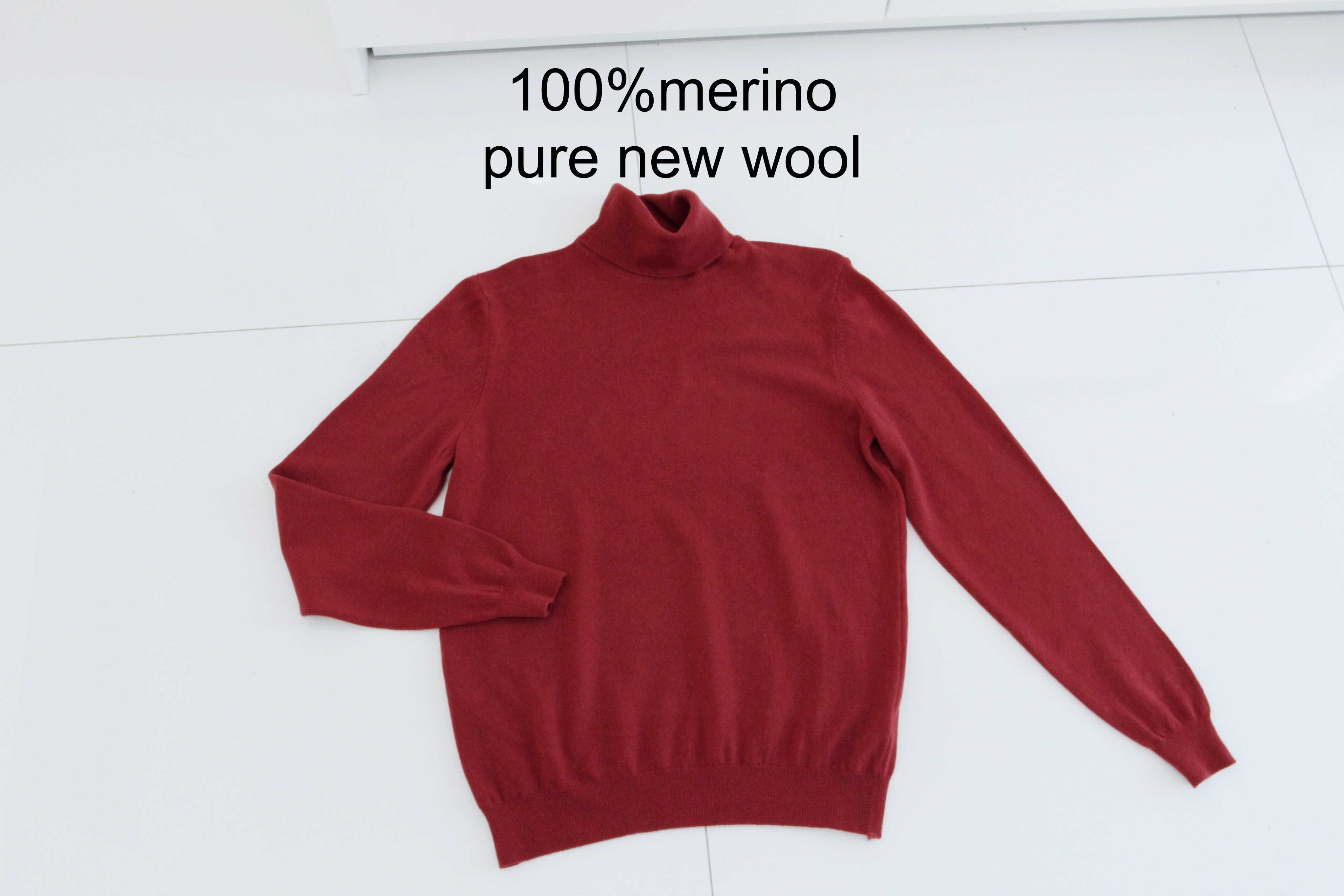 Benetton 100%merino pure new wool bez wad XL