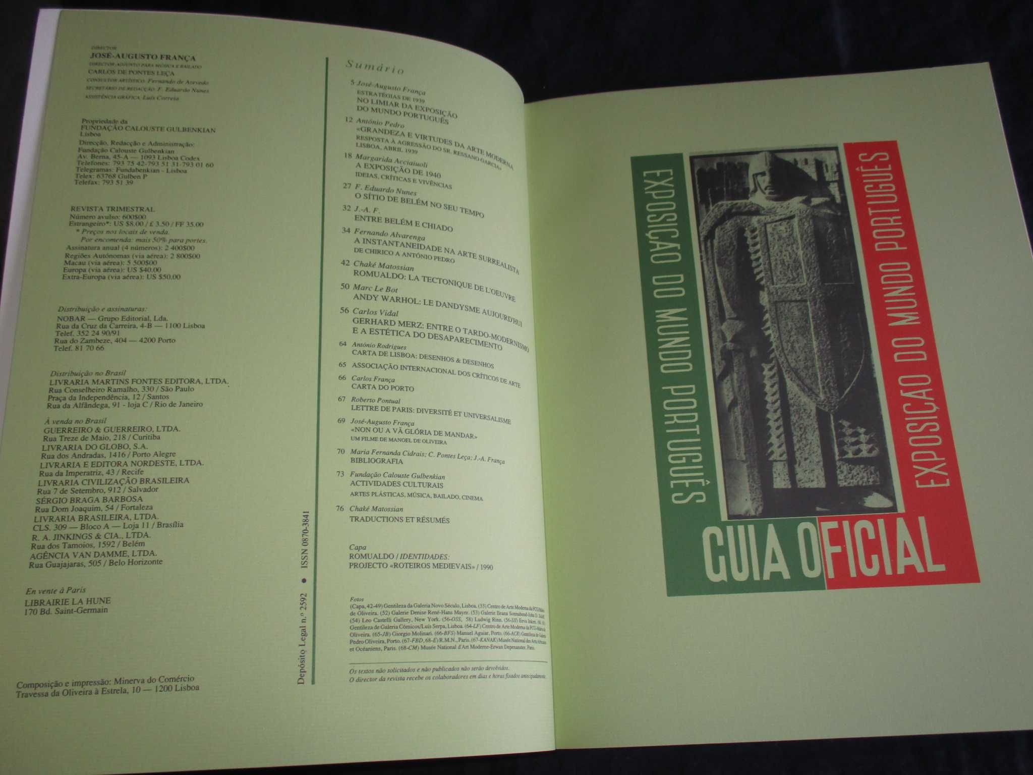 Livro Revista Colóquio Artes Visuais Música e Bailado nº 87