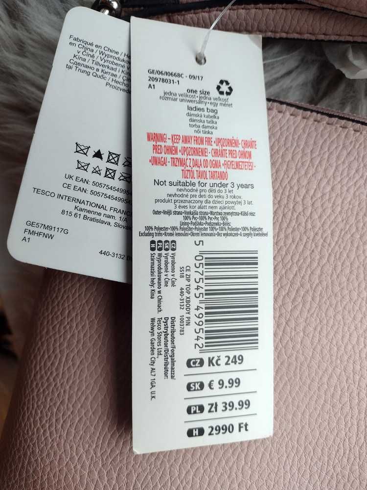 Torebka damska różowa na ramię na pasku F&F