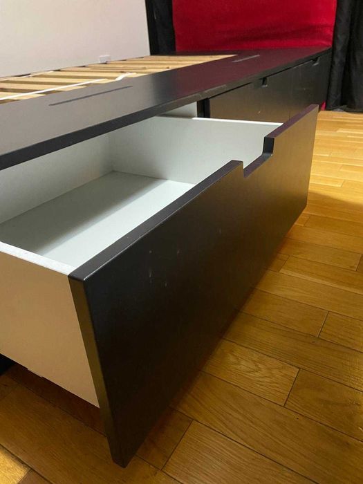 Rama łóżka z szufladami IKEA NORDLI 90x200 łóżko młodzieżowe antracyt