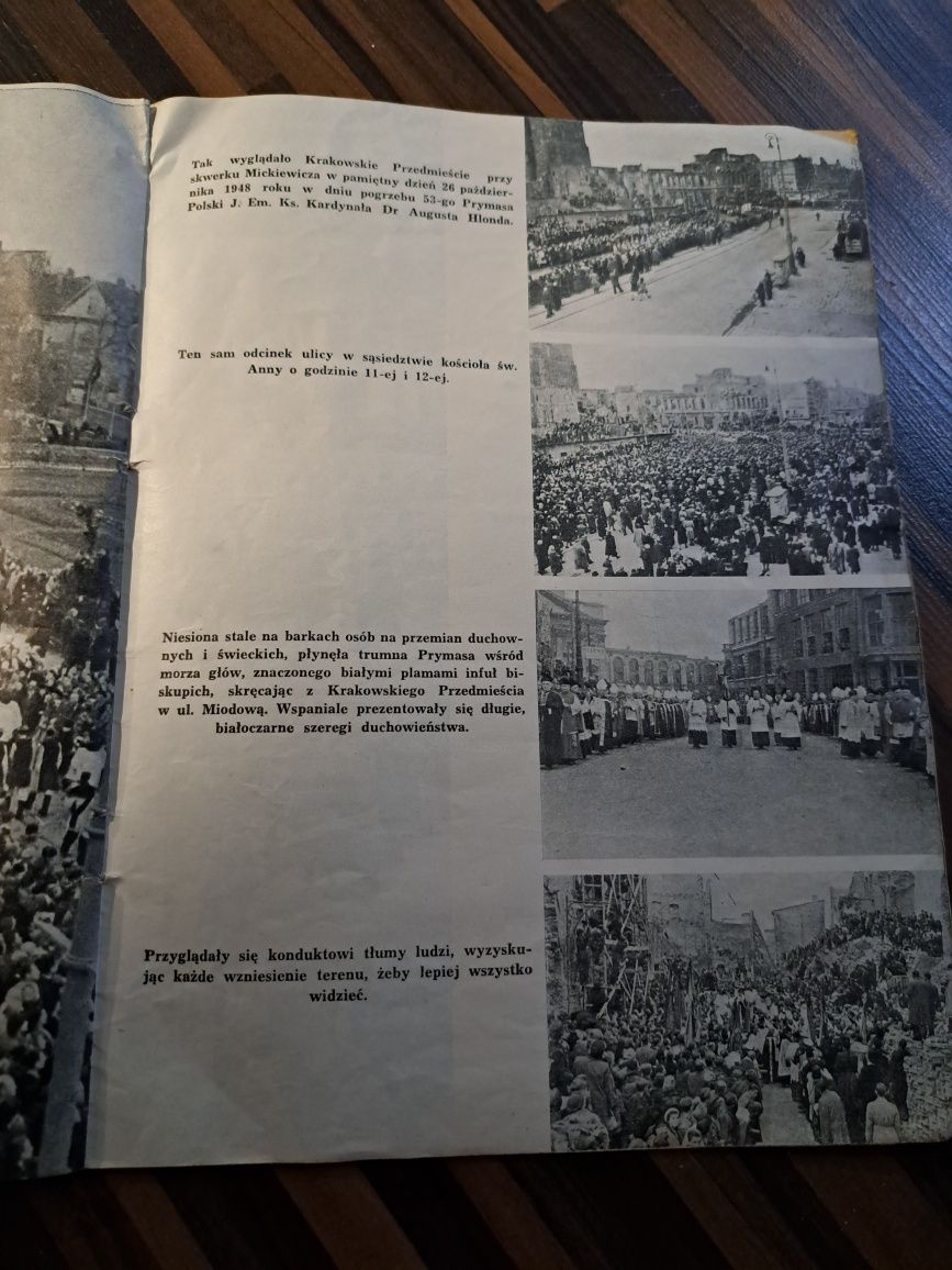 Stare czasopismo Śmierć i pogrzeb ks.Kardynała Augusta Hlonda 1949