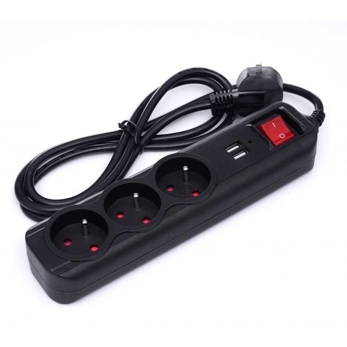 PRZEDŁUŻACZ LISTWA 3 m 3 gniazda z USB KD4032