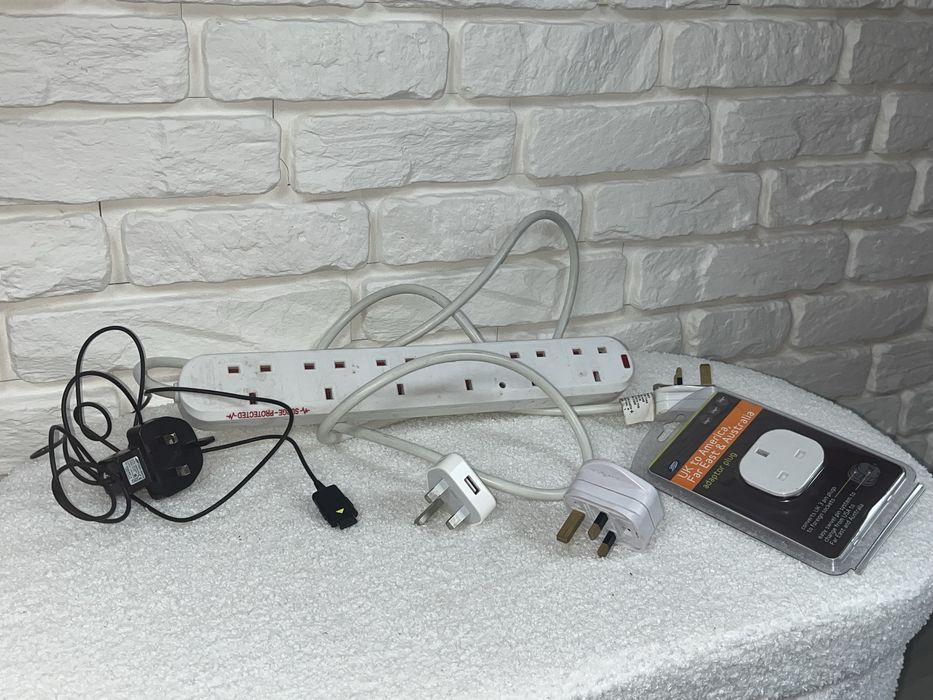 zestaw przedłużacz, końcówki, przejściówki, angielskie wtyczki