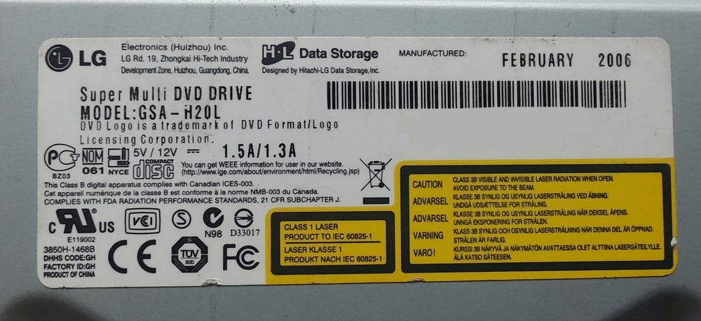 Дисковод (cd/dvd привід) Sony MPF88E, Dell PD01S, LG GSA-H20L, SH-S203