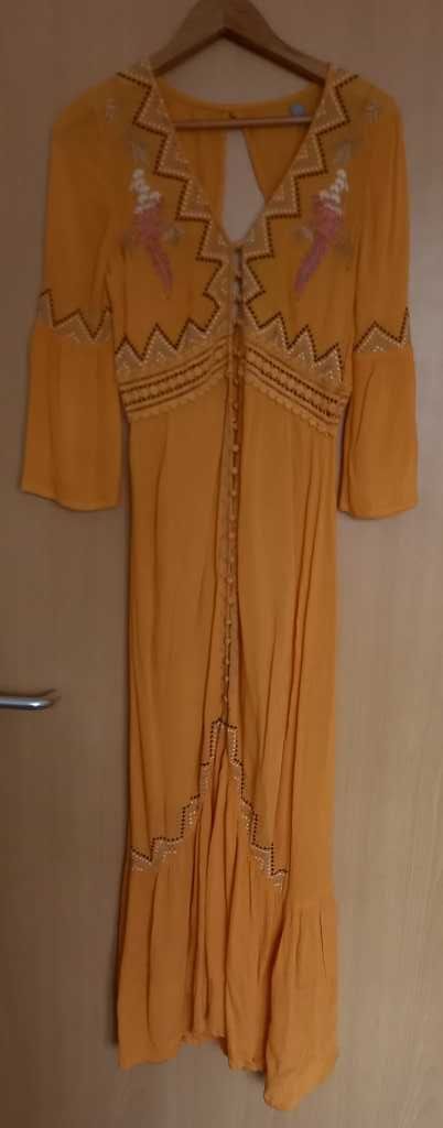 ASOS boho suknia maxi długa falbanki
