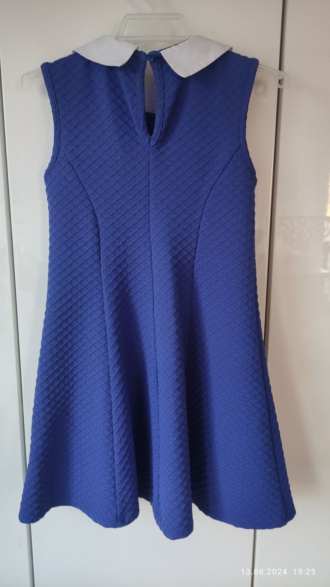 Chabrowa sukienka M&S r 116 122 kołnierzyk