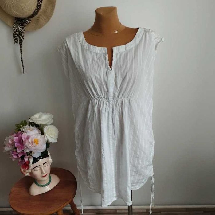 Tunika Zizzi M/L/XL biała bawełna oversize plażowa lato