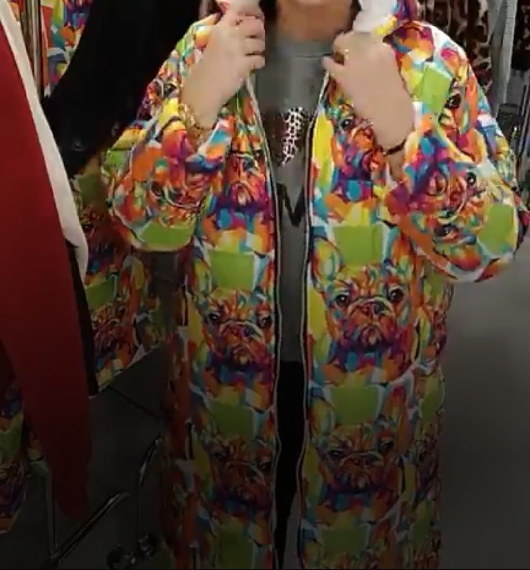 Długi damski płaszcz w buldogi Jaskolska buldok l xl xxl