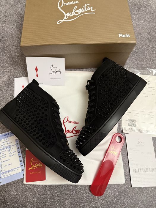 Высокие Кроссовки кеды Christian Louboutin с шипами labuten labouten