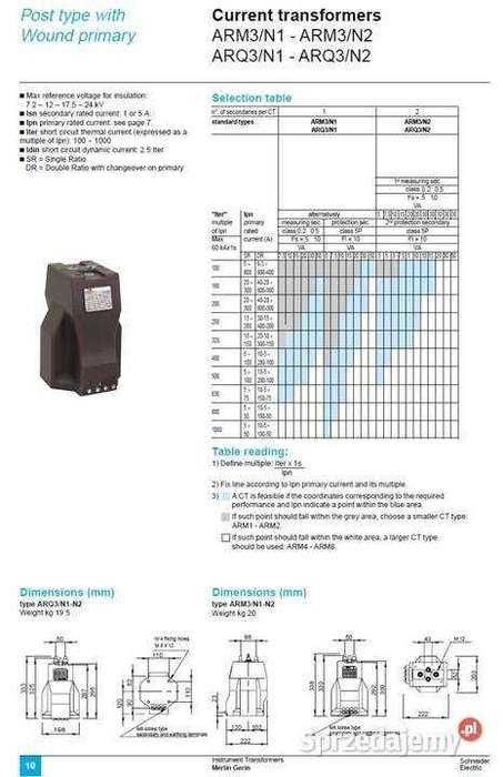 Przekładniki prądowe ARM3/N1F 200-100/5A 15VA kl.0,5 FS5 Ith=40-20kA