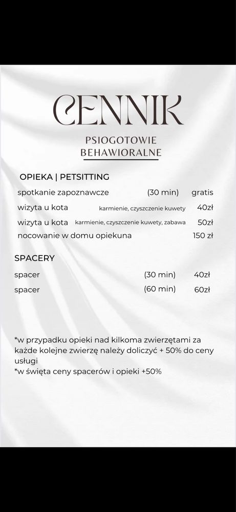 Konsultacja behawioralna, szkolenie, opieka nad psem lub kotem