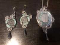 Komplet sutasz. Wisior, Kolczyki sutasz soutache