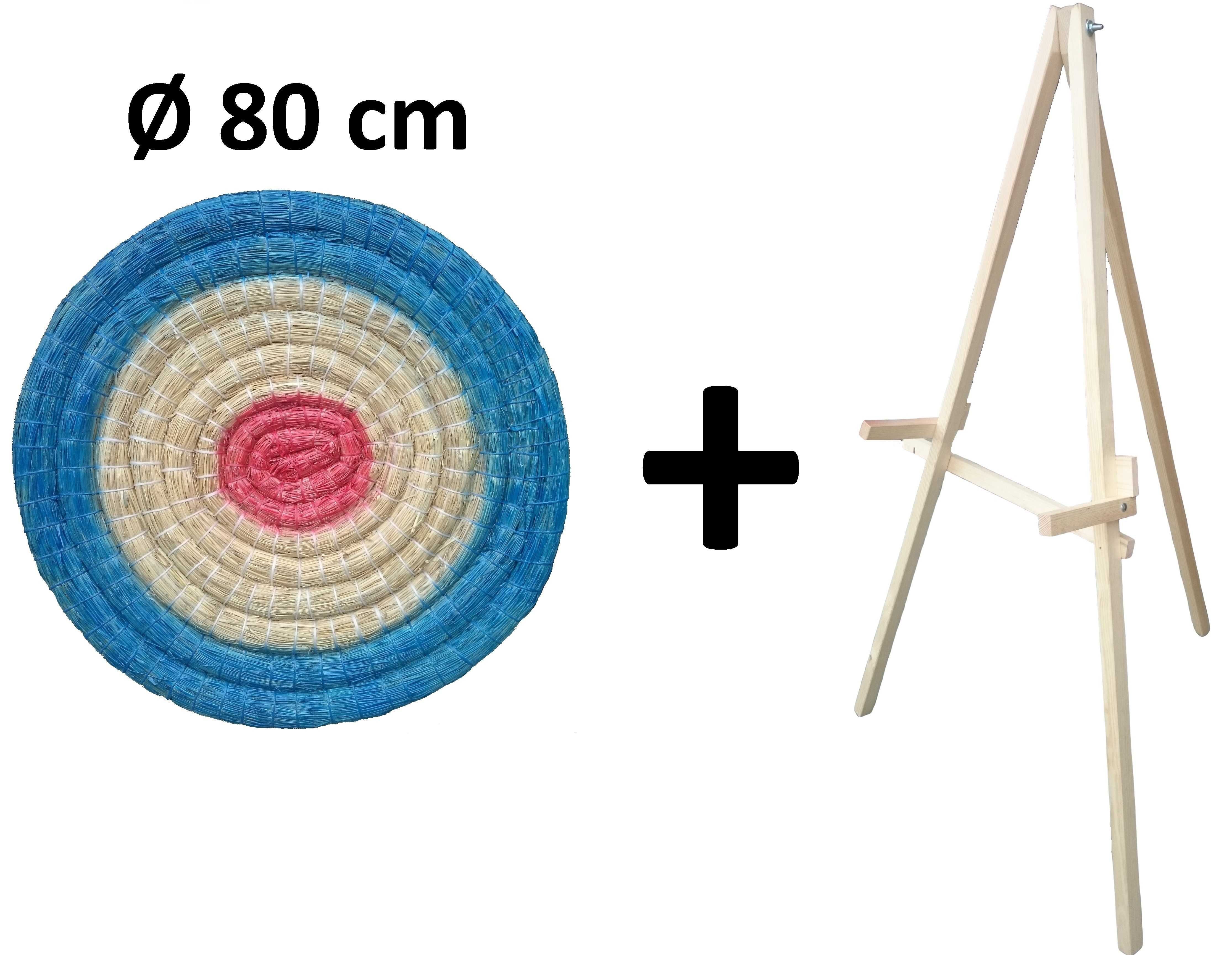 Mata łucznicza słomiana Ø 80 cm malowana ze stojakiem