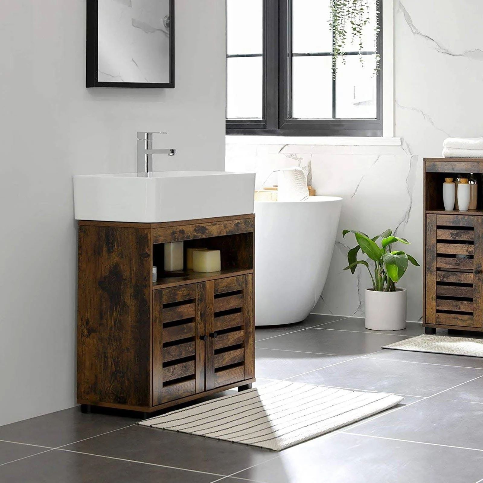 Szafka pod umywalkę rustykalna Loft 60cm półka