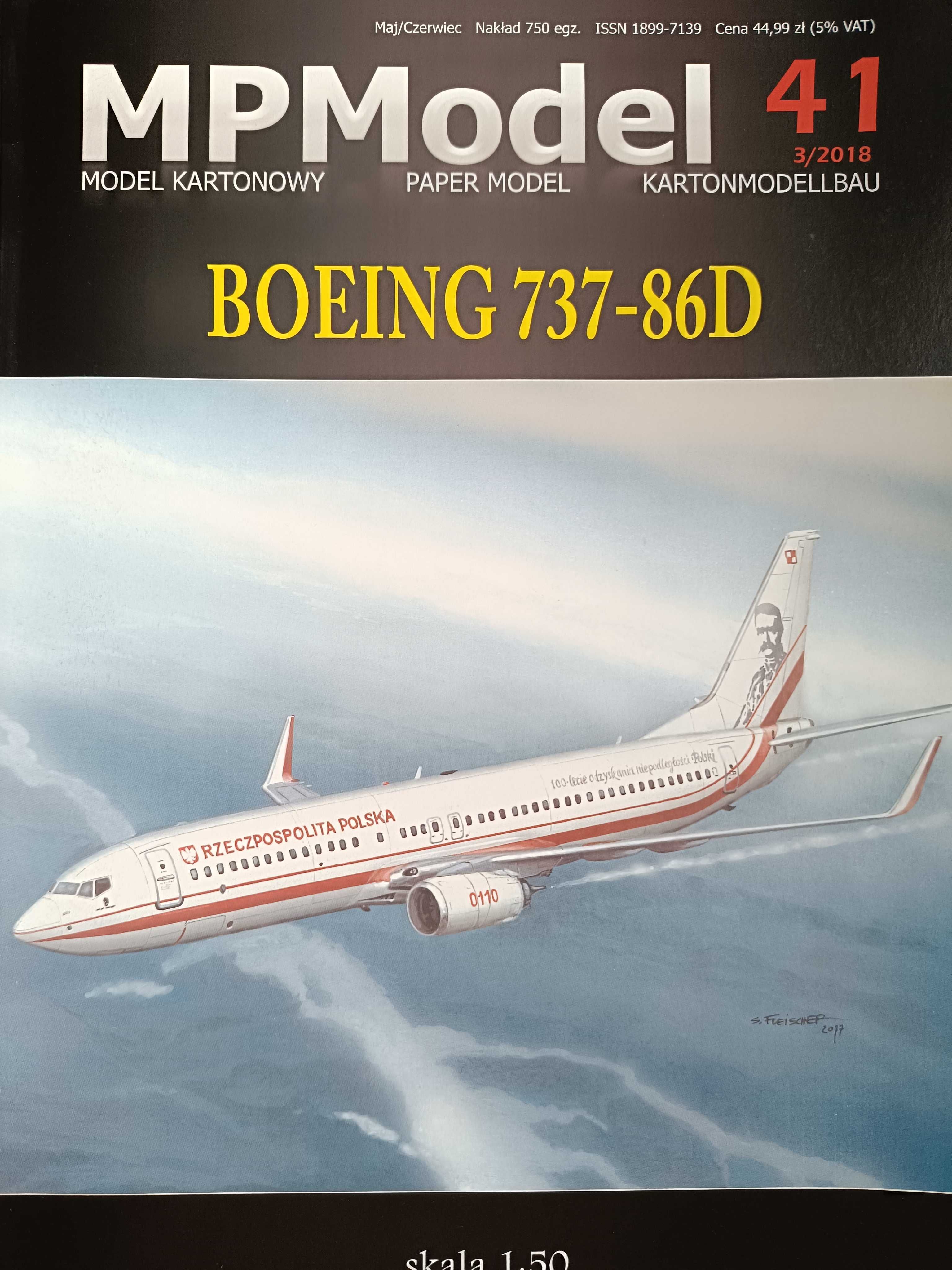 Model kartonowy MPModel nr 41: samolot BOEING 737-86D Józef Piłsudski