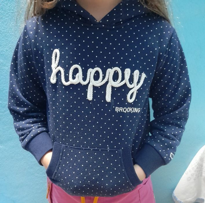 Camisola sweatshirt azul às bolinhas brancas tamanho 7/8 anos brooking