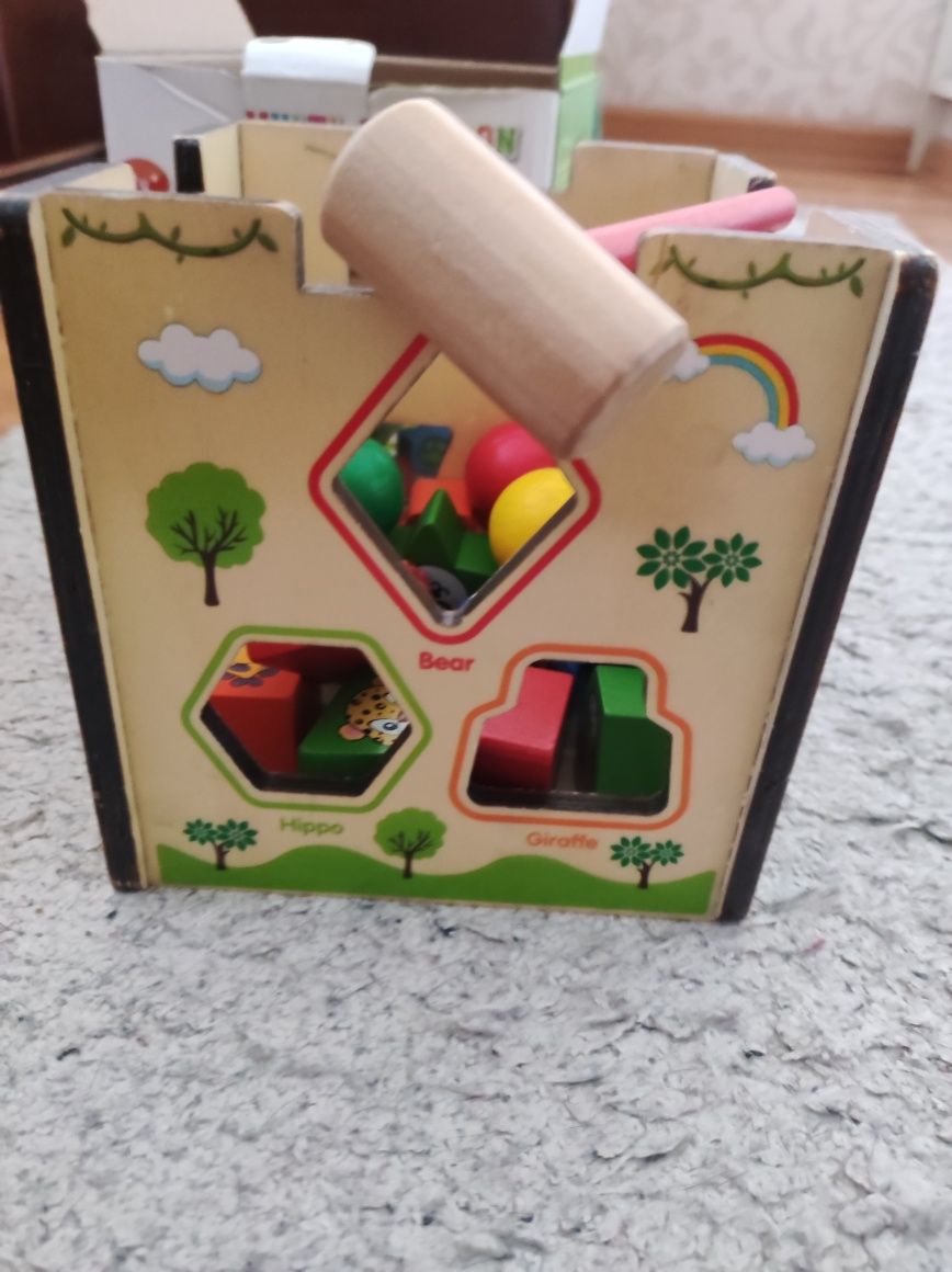 Куб сортер деревянная развивающая игра геометрические фигуры в коробке