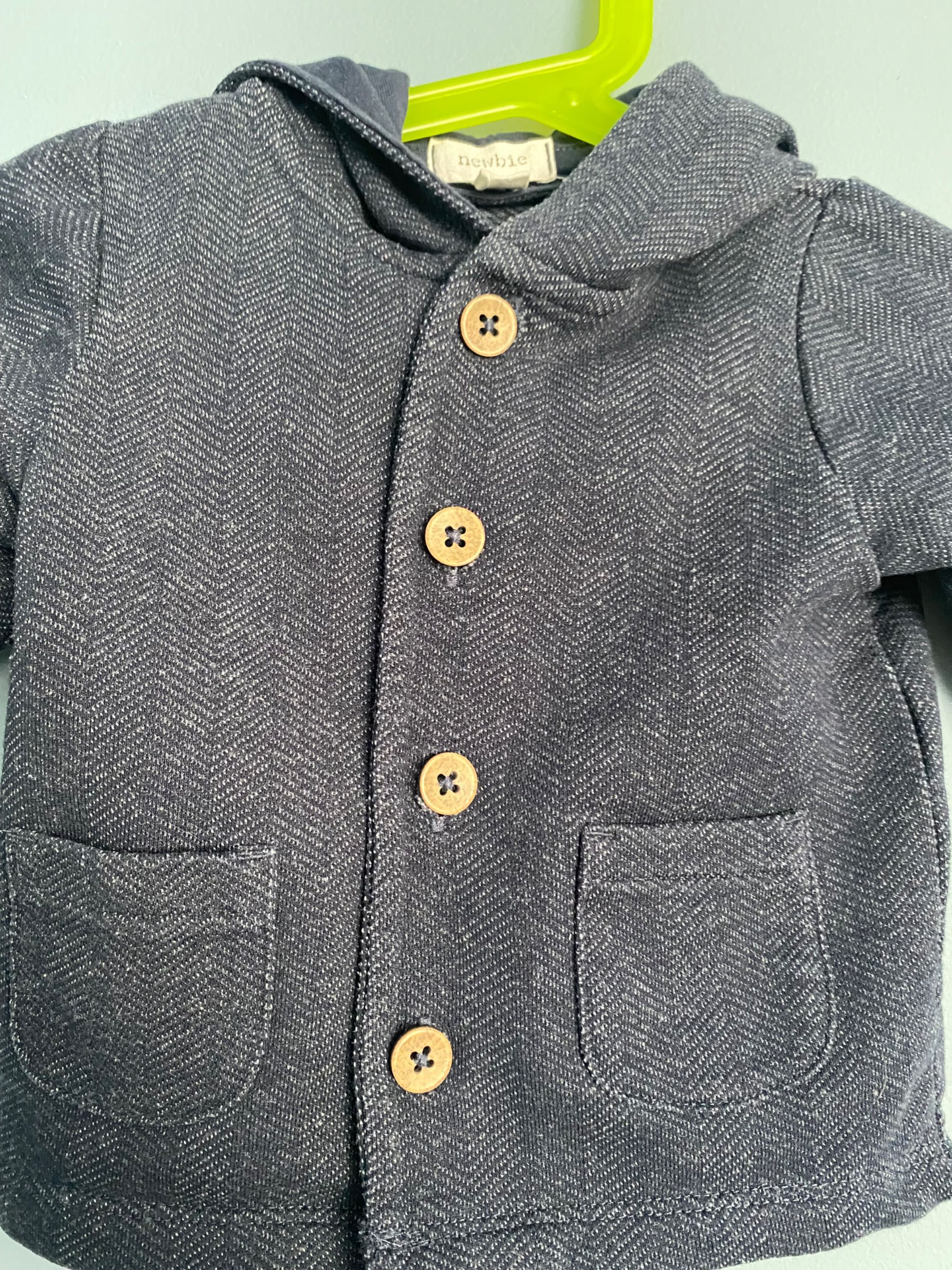 Granatowa bluza kurtka w jodełkę newbie r.62 z kapturem